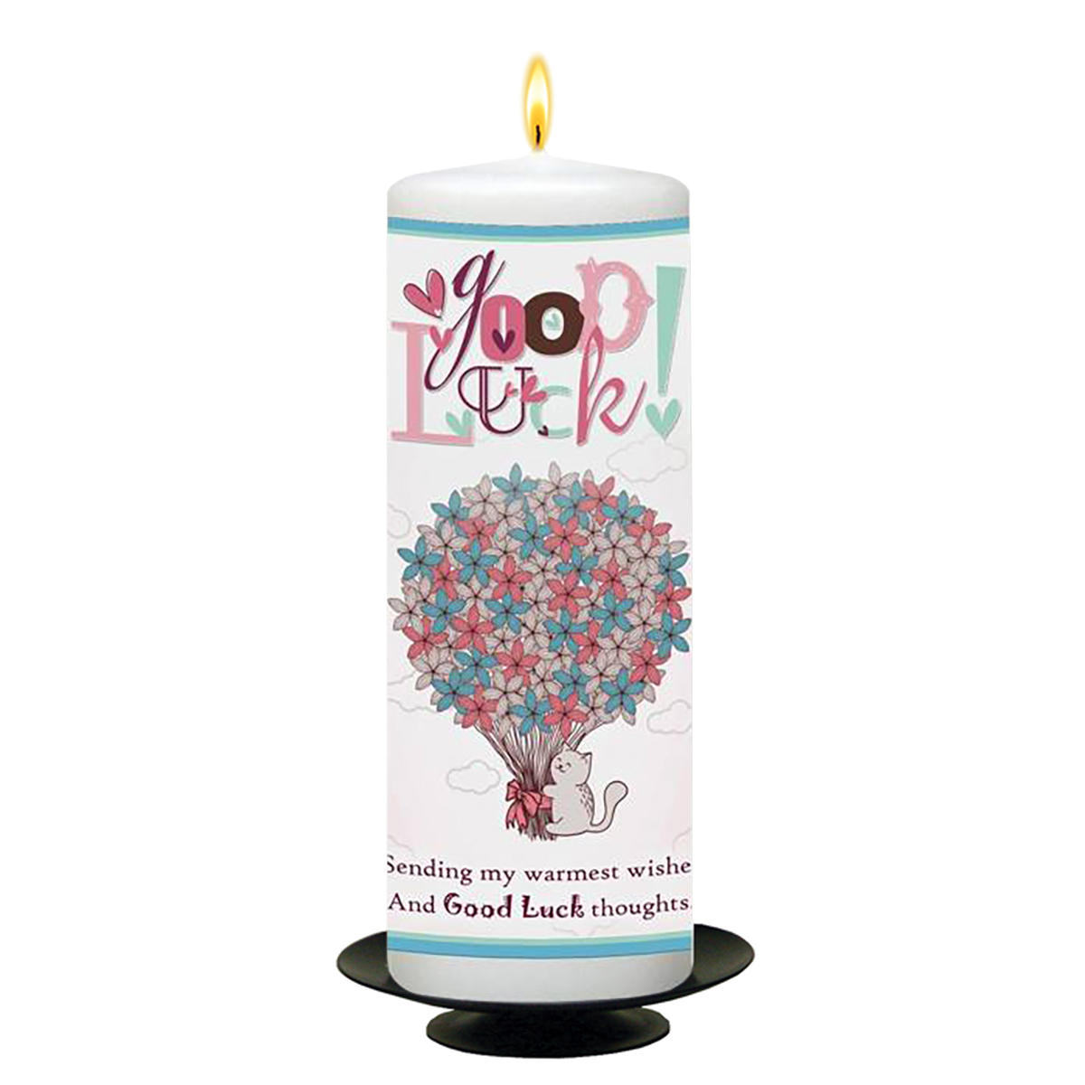 Personalised Exam Good Luck Candle Gift - Bouquet & Cat