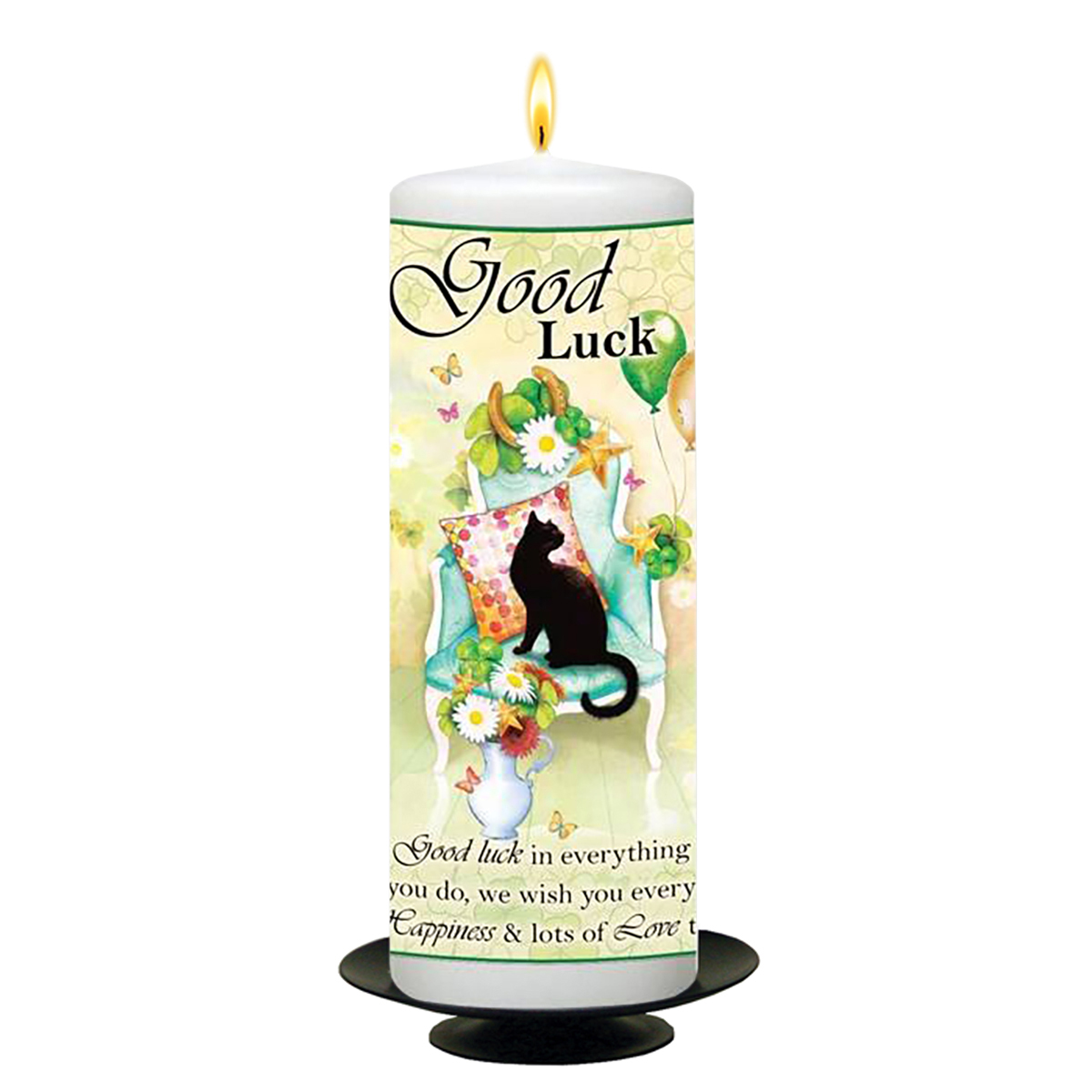 Personalised Exam Good Luck Candle Gift - Clovers & Black Cats