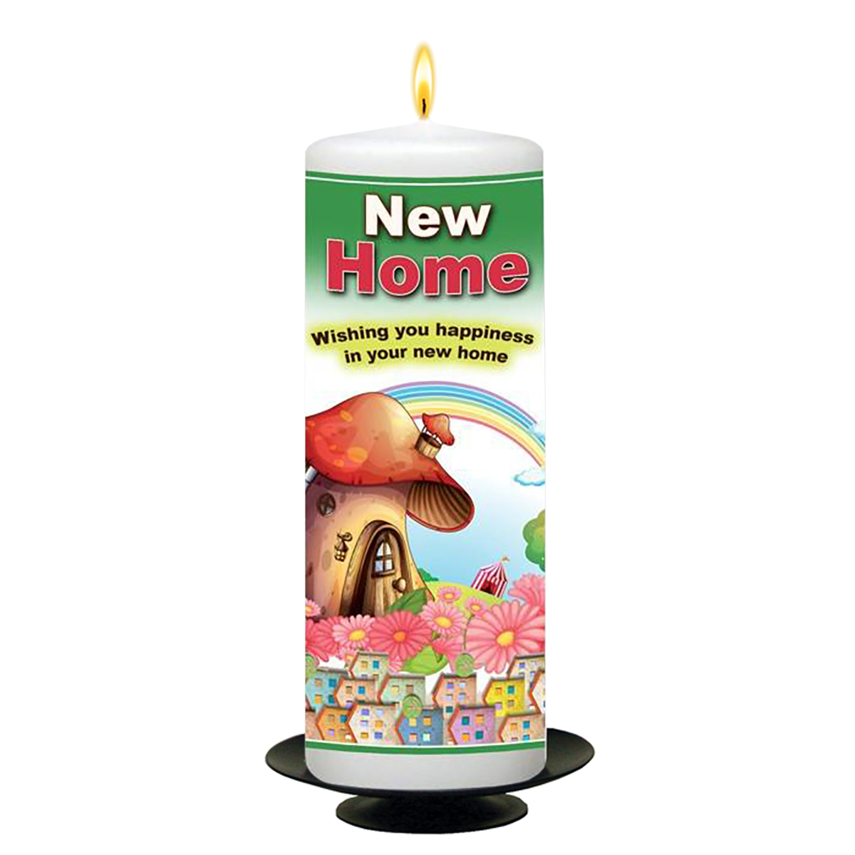Personalised New Home Candle Gift - Rainbow & Clouds