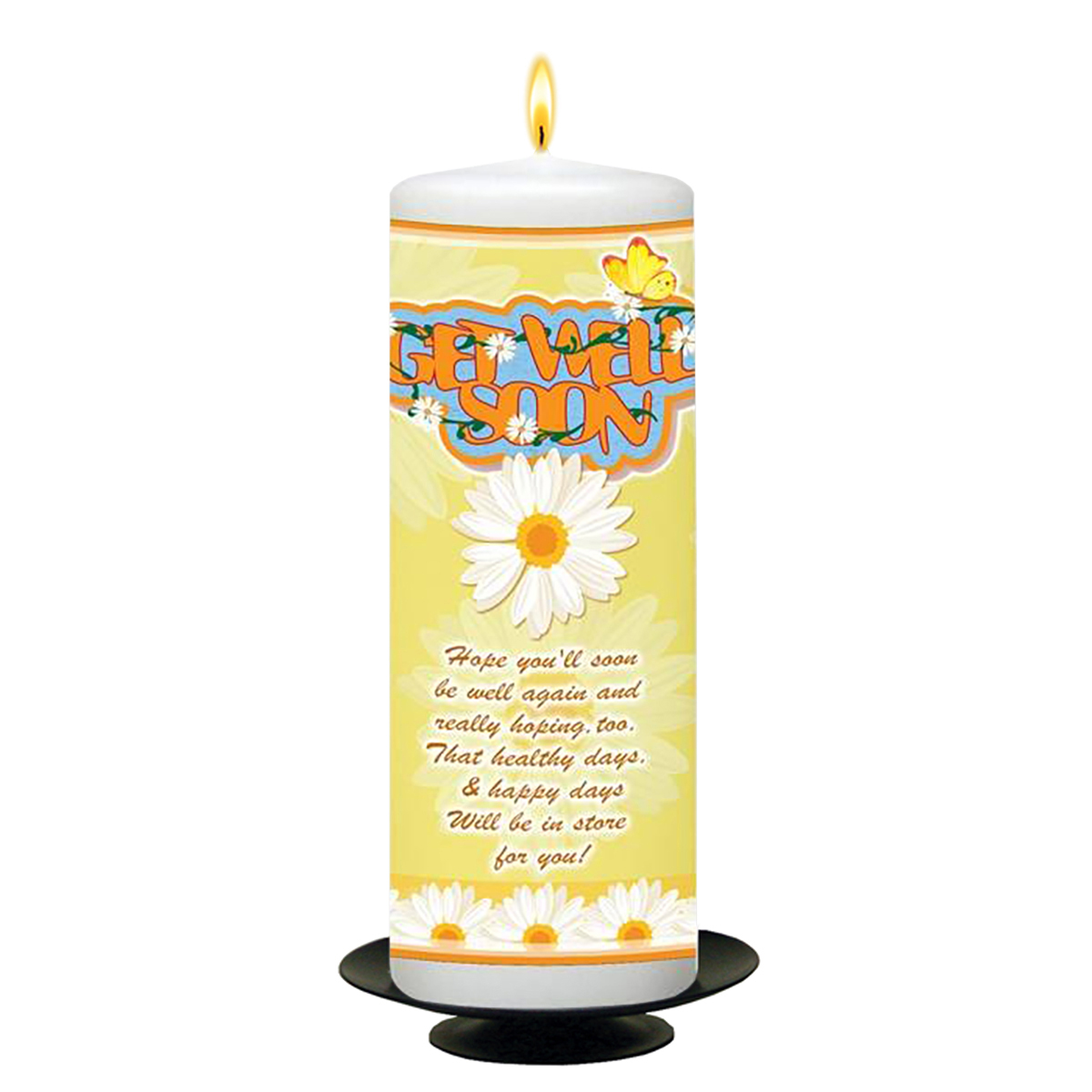 Personalised Get Well Soon Candle Gift - Flower & Butterfly