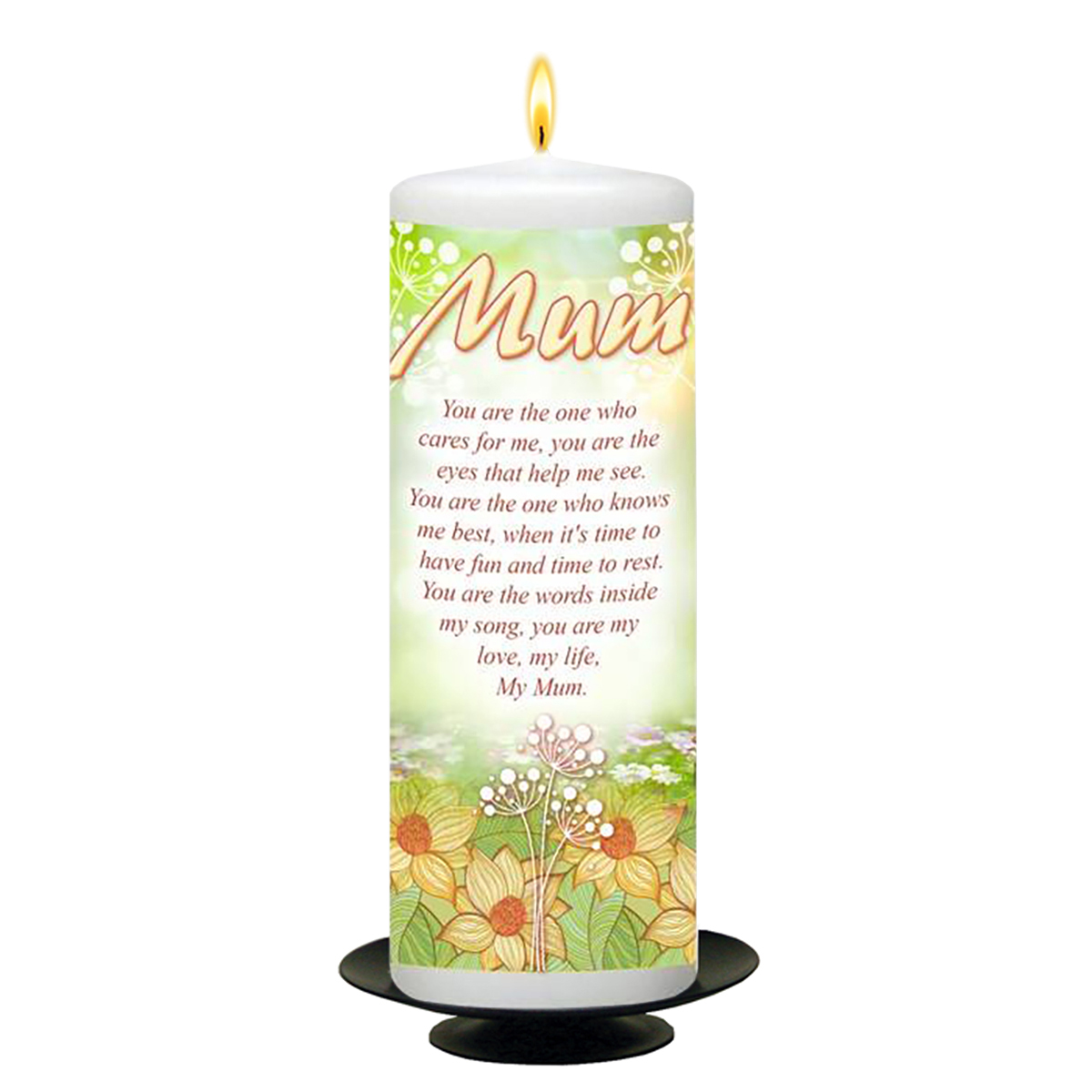 Personalised Family Candle Gift - Mum & Yellow Flowers
