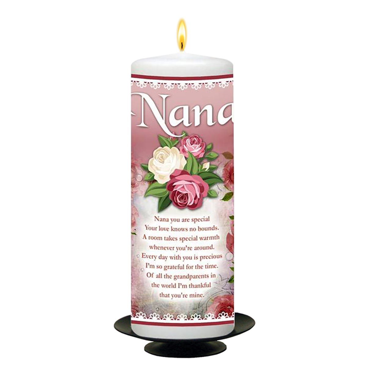 Personalised Family Candle Gift - Nana & Cream Rose