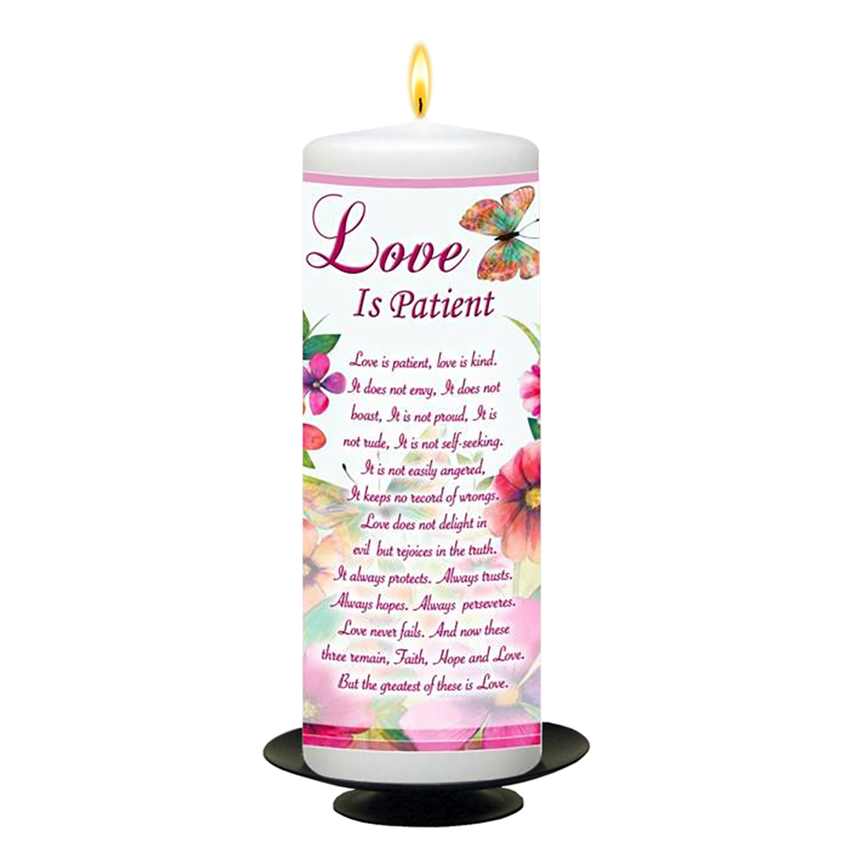Personalsied Inspirational Candle Gift - Sayings Range Love is Patient