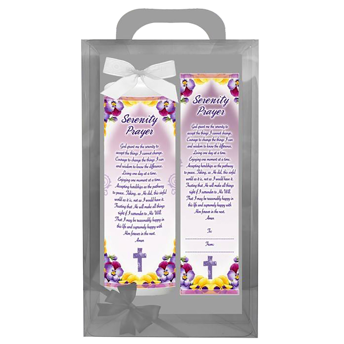 Personalsied Inspirational Candle Gift - Serenity Prayer (Purple Flowers)