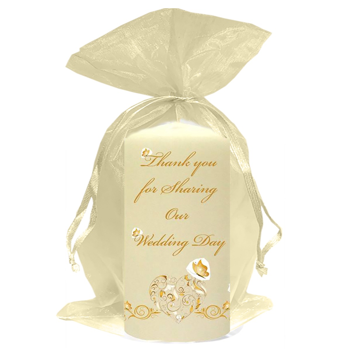 Personalised Thank you Wedding Favour - Hearts & Butterflies Gold