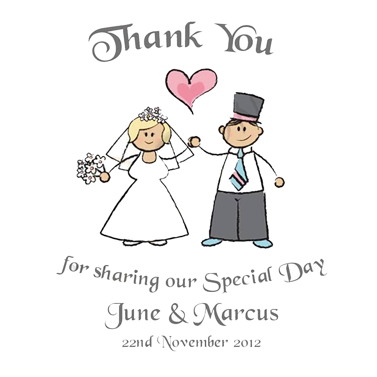 Personalised Thank you Wedding Favour - Happy Ever After Blonde Silver Script