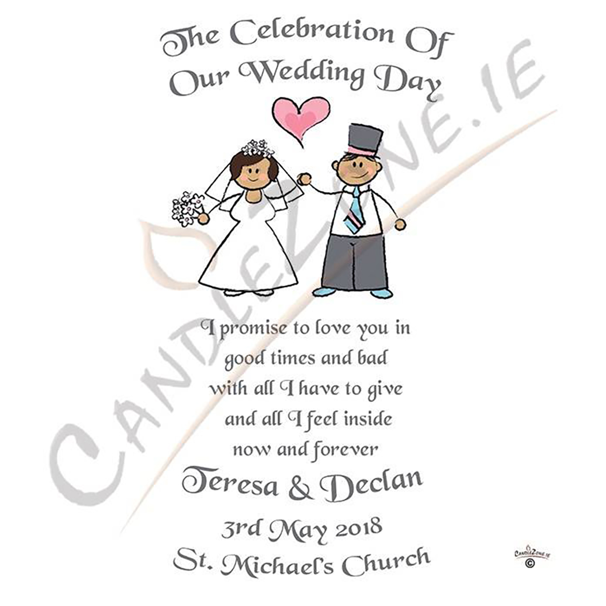 Personalised Wedding Candles - Happy Ever After Silver Set (1 x 9 inch & 2 x 6 inch Candles)