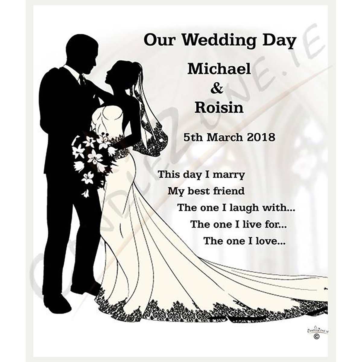 Personalised Wedding Candles - Bride & Groom Set (1 x 9 inch & 2 x 6 inch Candles) Ivory