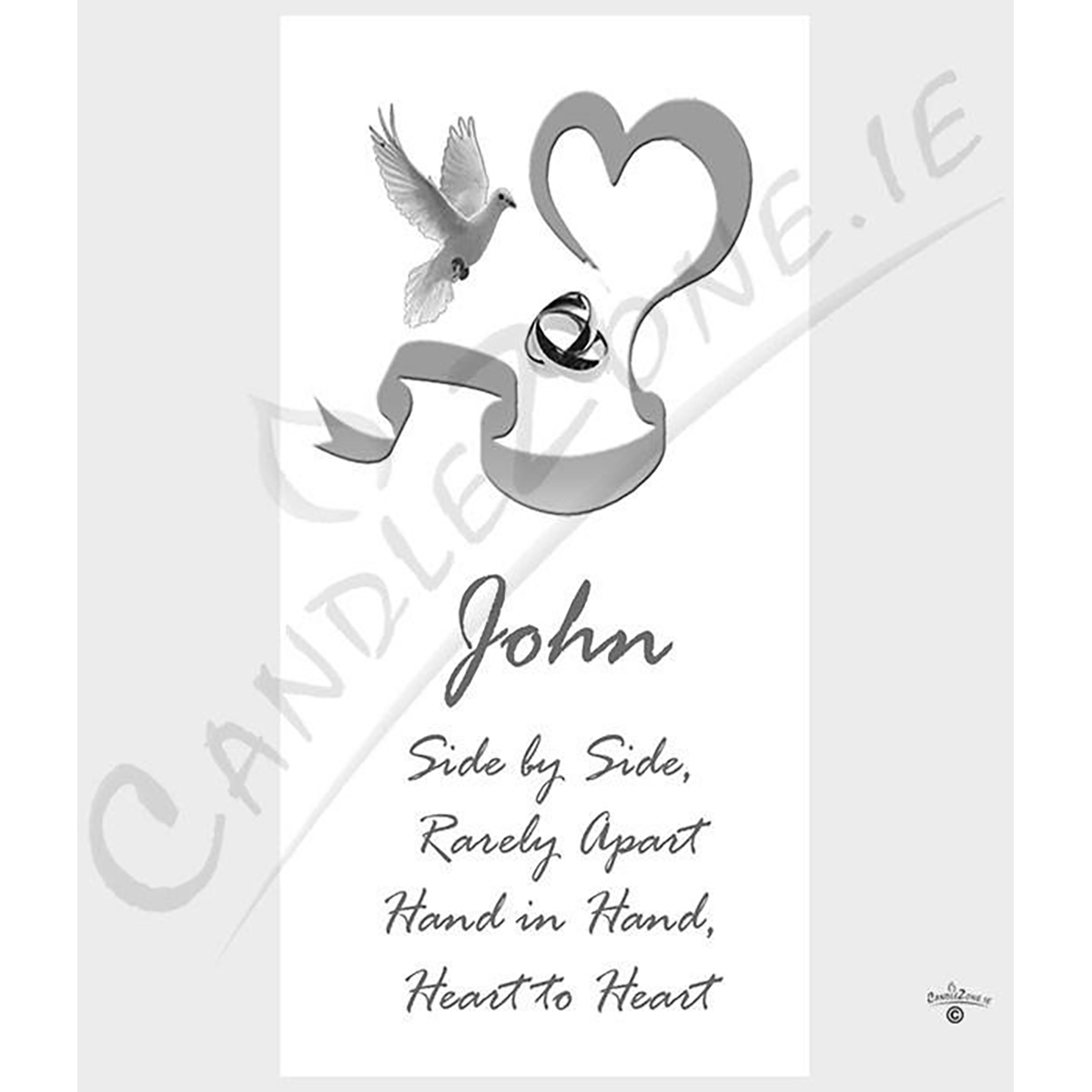 Personalised Wedding Candles - Two Hearts & Doves Silver Set (1 x 9 inch & 2 x 6 inch Candles)