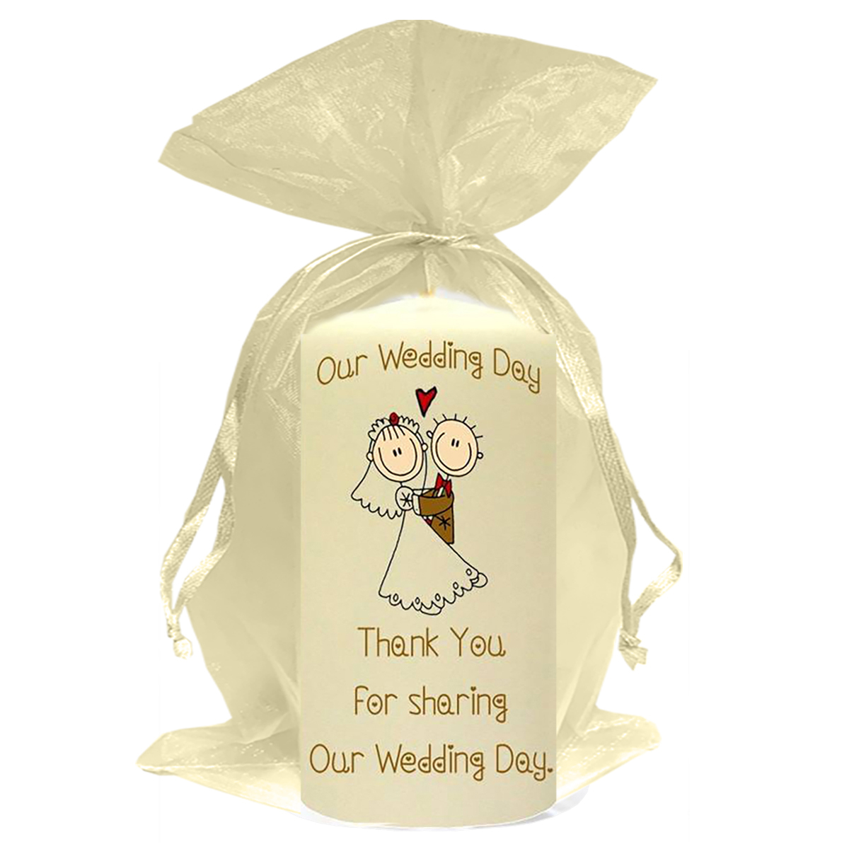Personalised Wedding Candles - Cartoon Love Gold