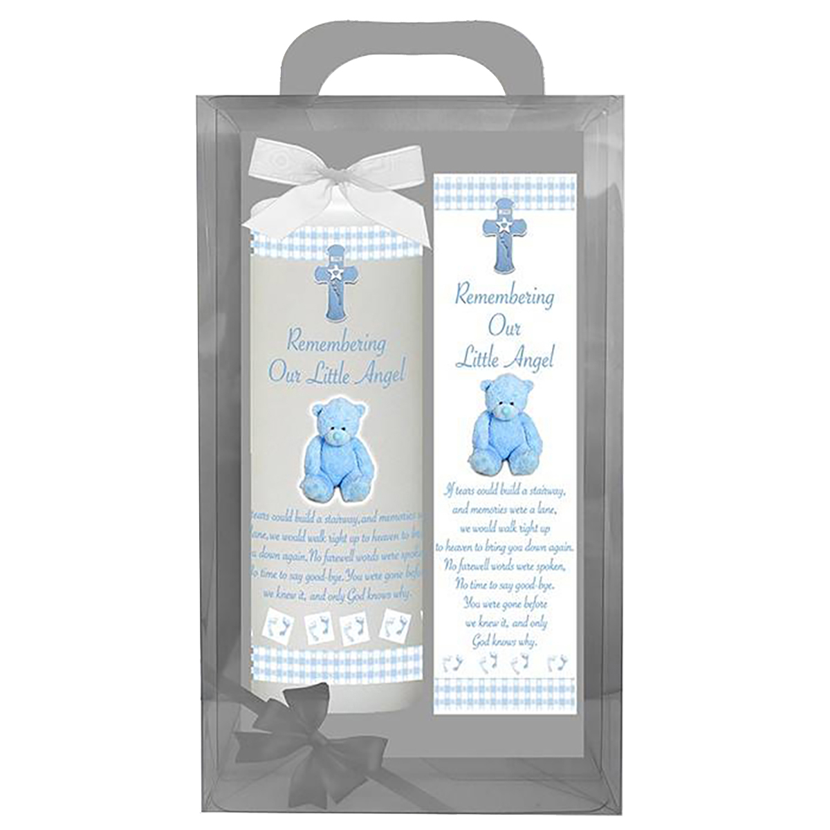 Personalised Remembrance Candle - Bear Angel Blue