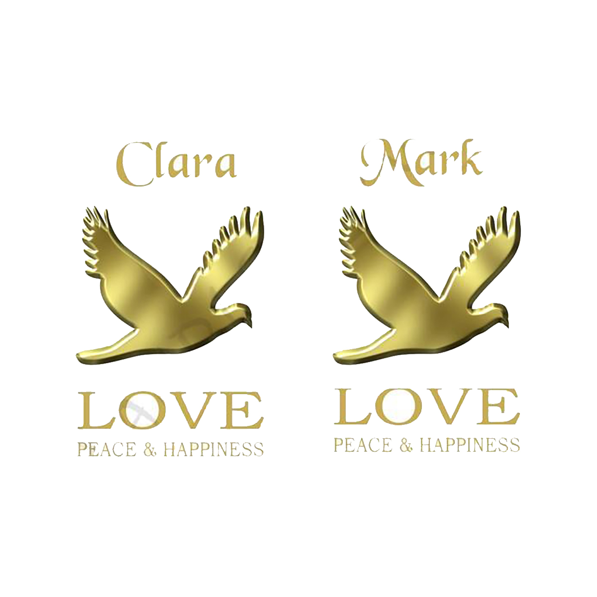 Personalised Wedding Candles - Love & Dove Gold