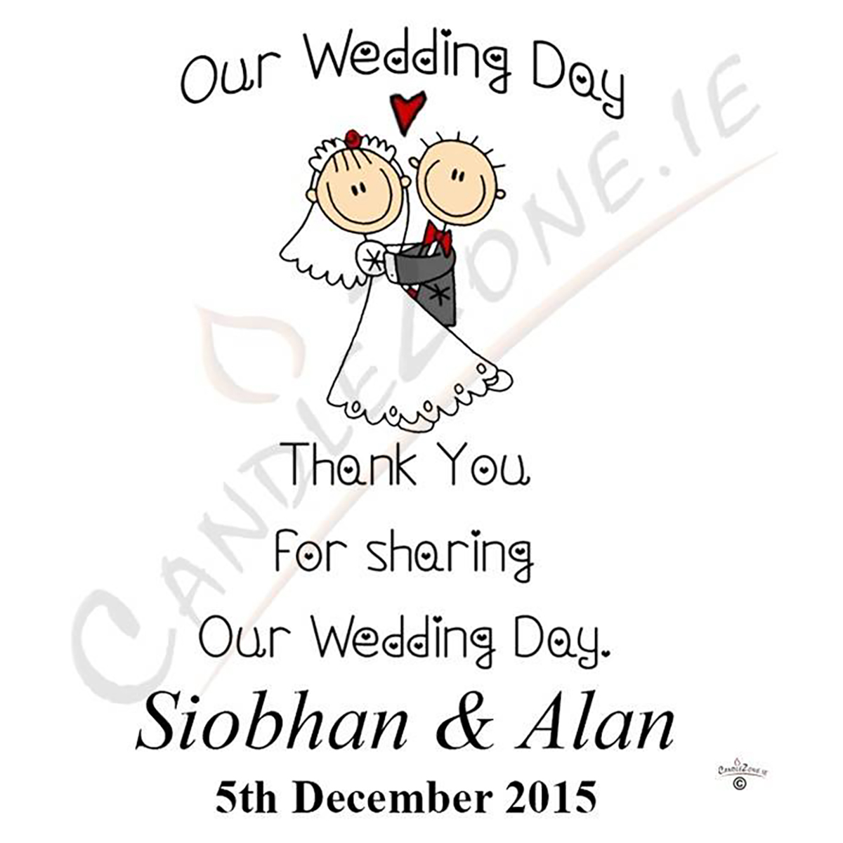 Personalised Thank you Wedding Favour - Cartoon Love Silver