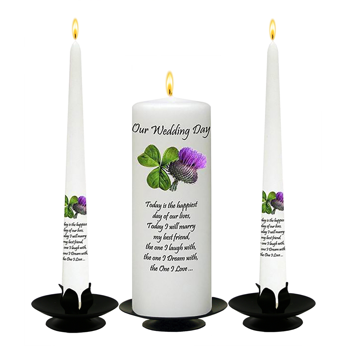 Personalised Wedding Candles - Shamrock & Thistle