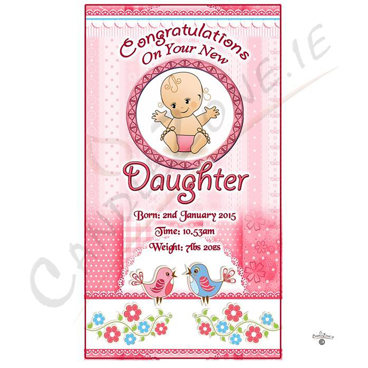 Personalised New Baby Candle Gift - Baby Girl Sitting