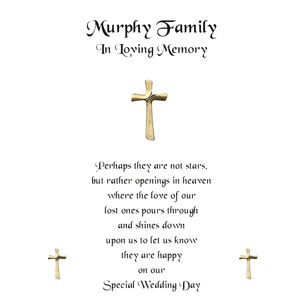 Personalised Wedding Remembrance Candle - Small Gold Cross