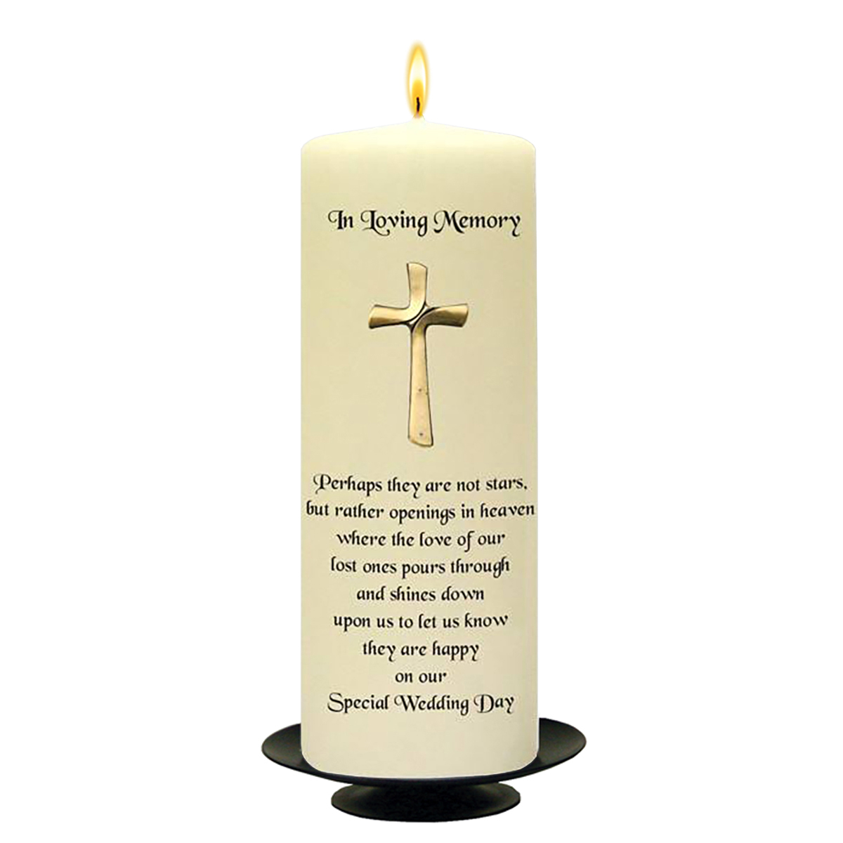 Personalised Wedding Remembrance Candle - Small Gold Cross