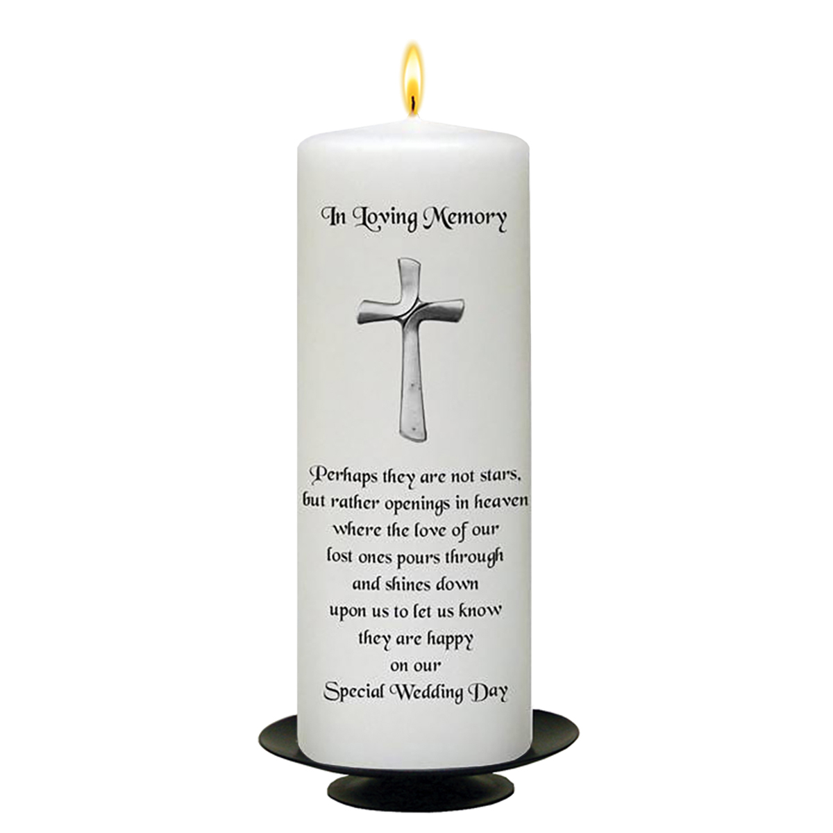 Personalised Wedding Remembrance Candle - Wedding Small Silver Cross