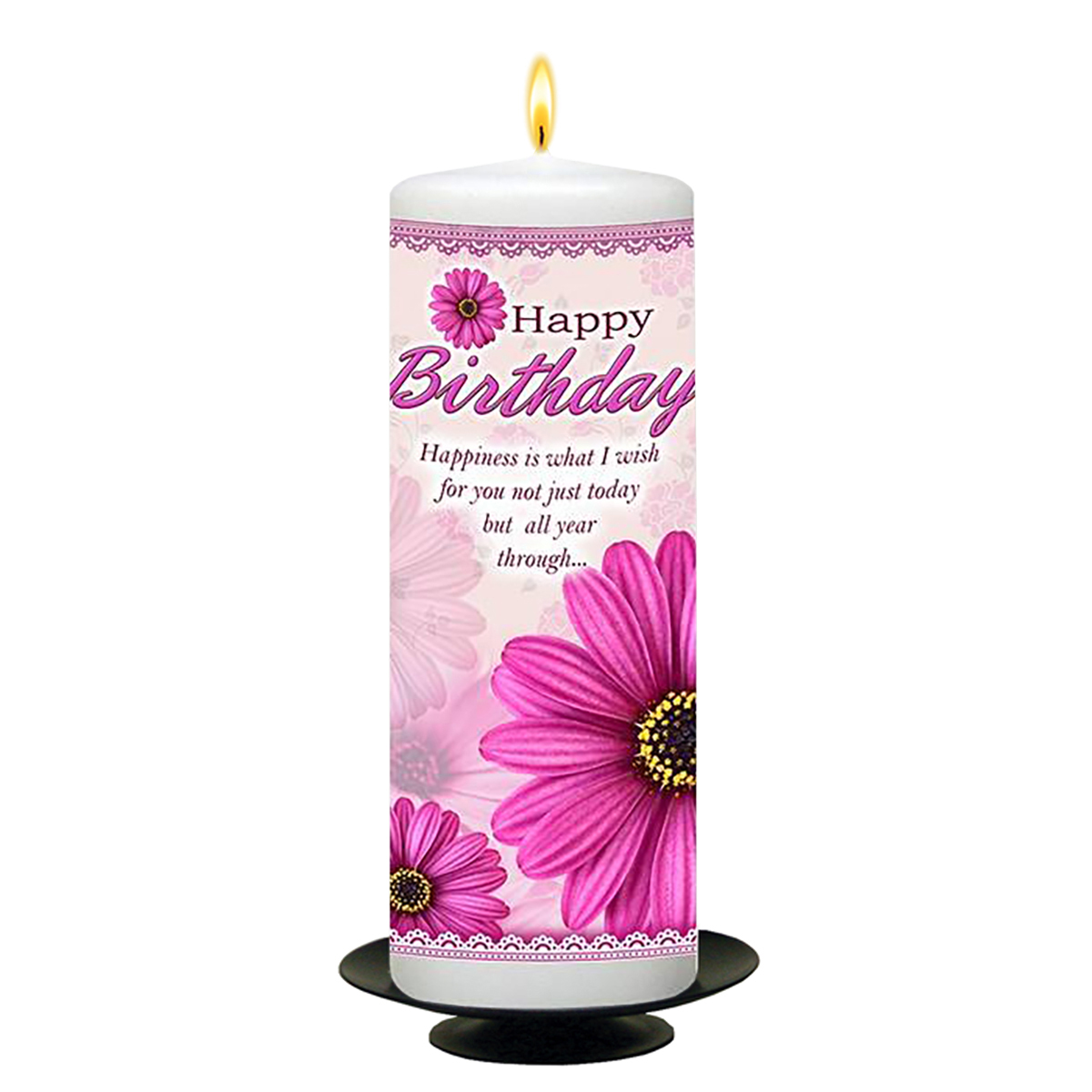Personalised Birthday Candle - Cerise Gerbera