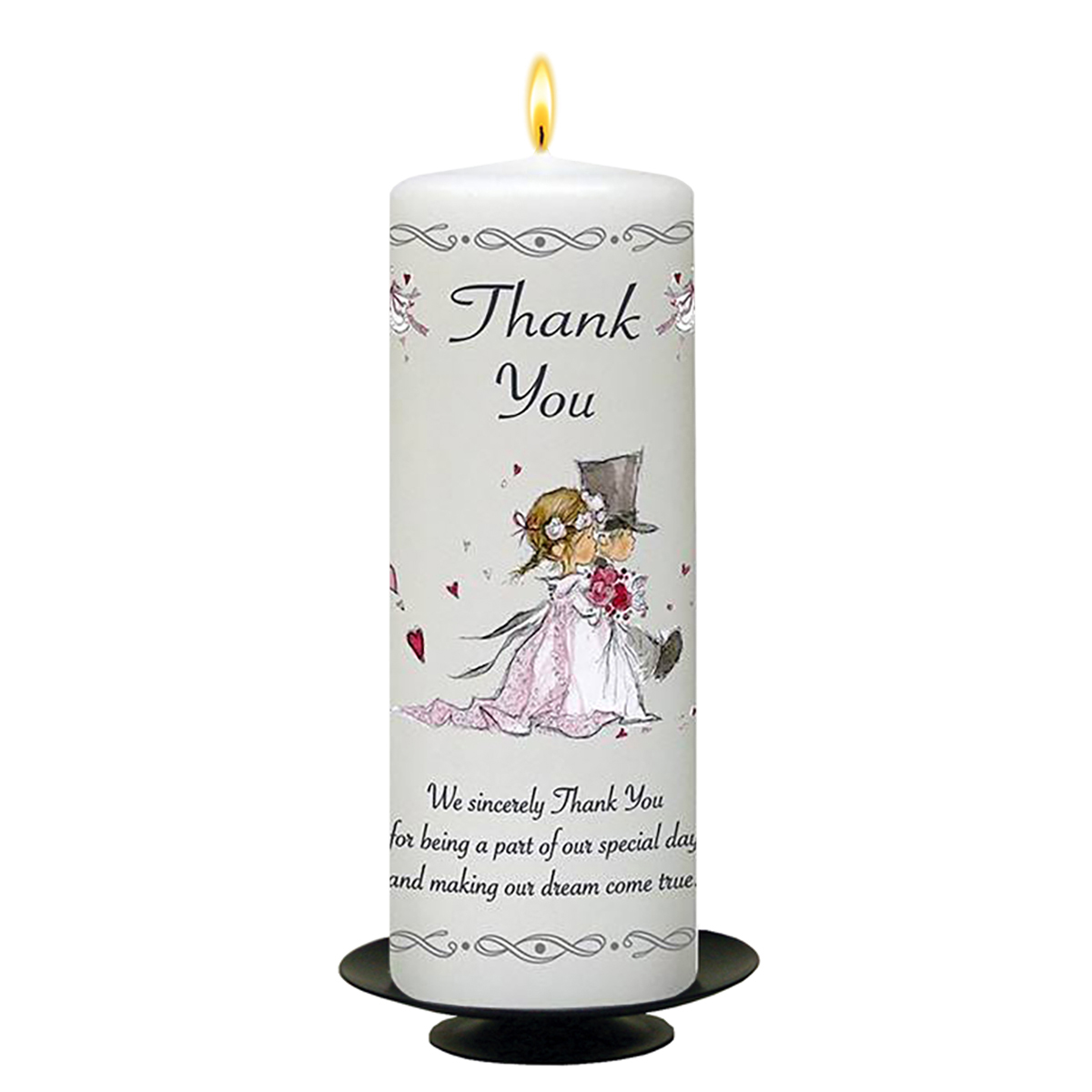 Personalised Wedding Thank you Candle Gift - Down the Aisle - Silver