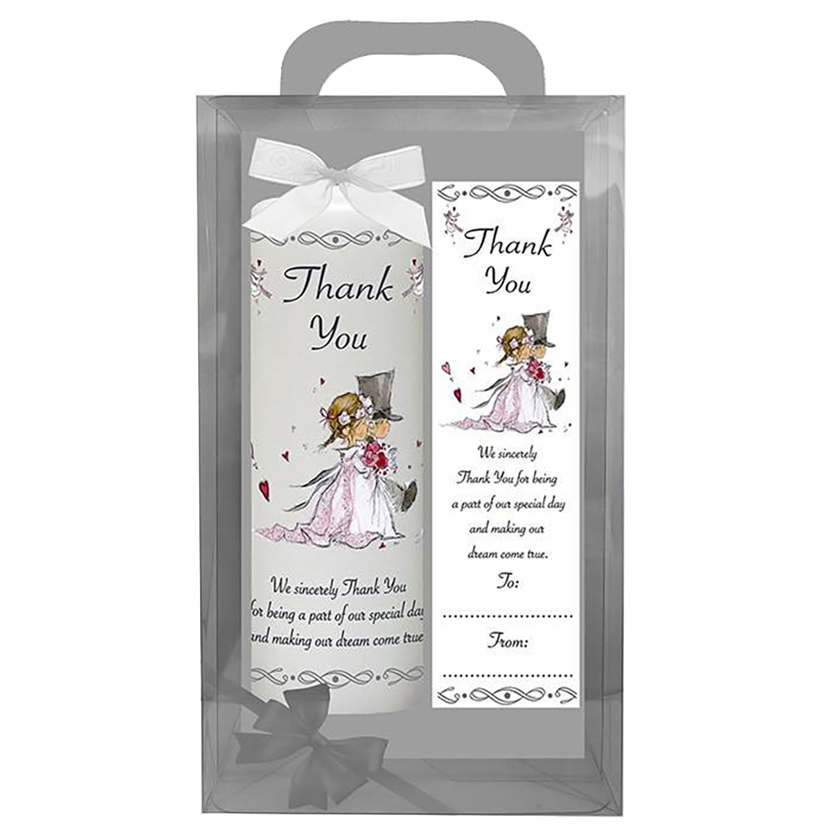 Personalised Wedding Thank you Candle Gift - Down the Aisle - Silver