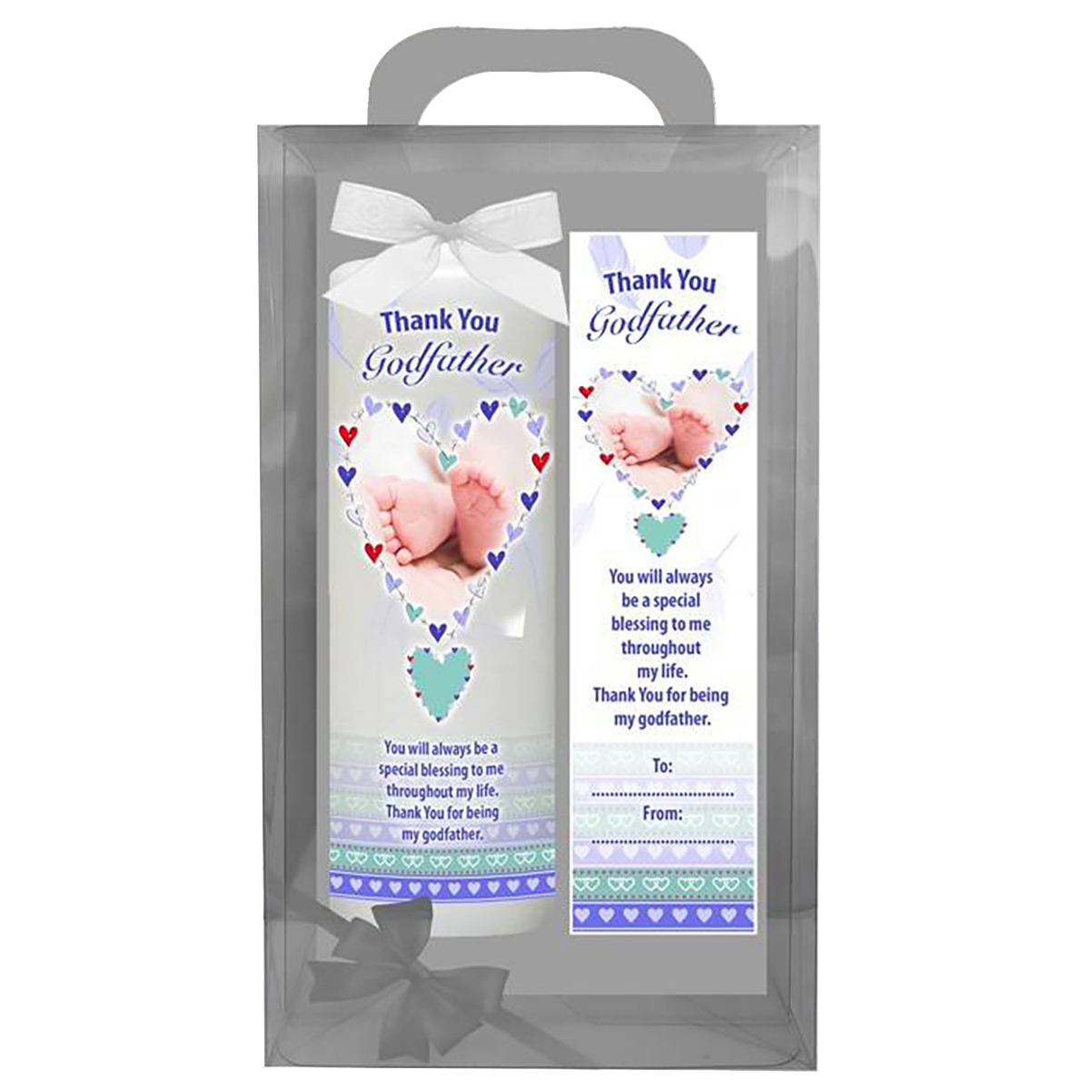 Personalised Godfather Mug Gift - Feathered Heart Blue
