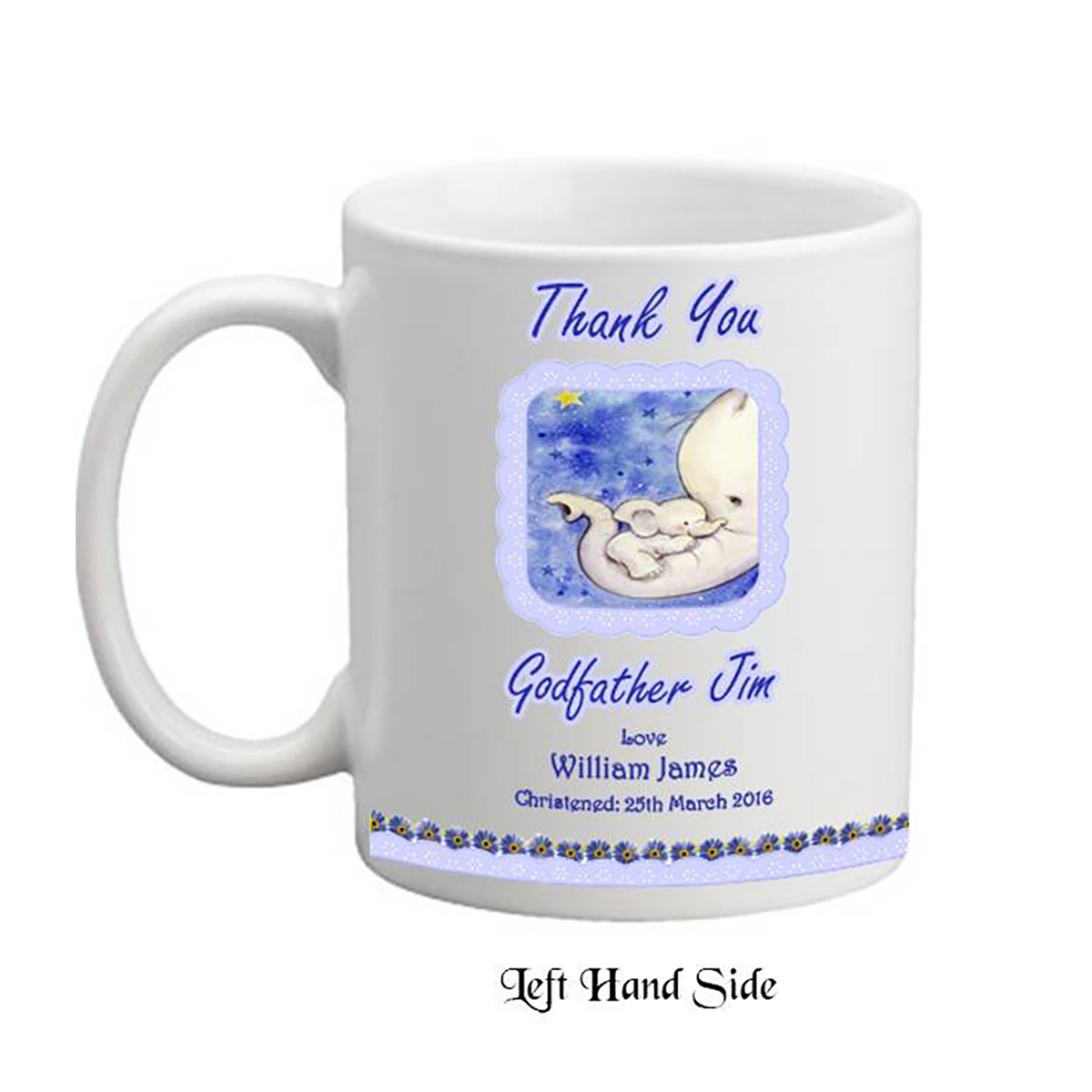 Personalised Godfather Mug Gift - Elephant Blue