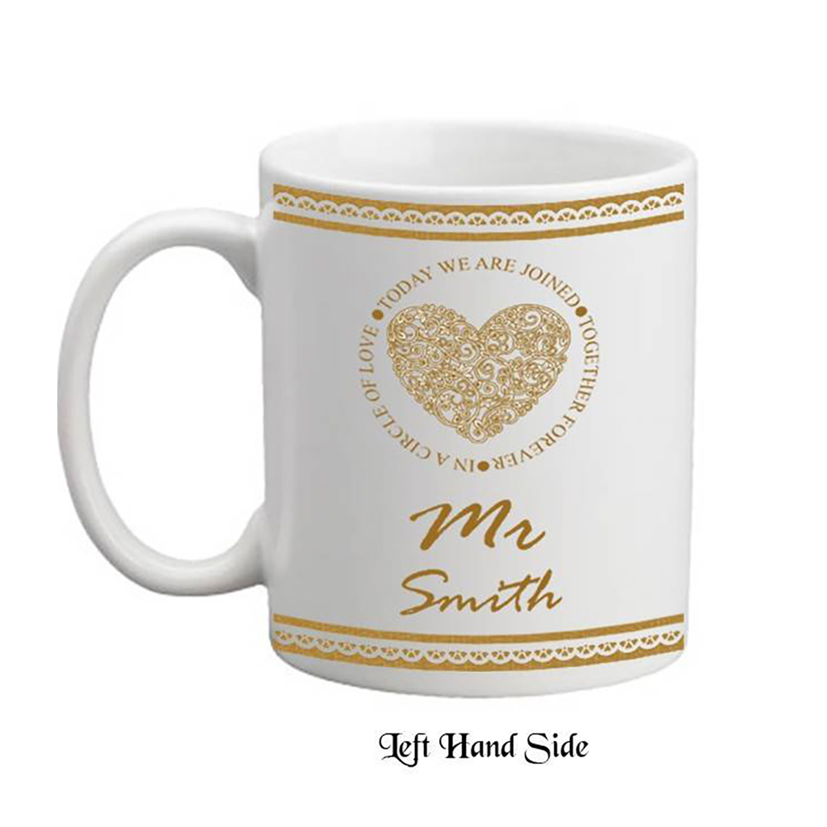 Personalised Mug Gift - Mr & Mrs Circle of Love Mugs (Set of Two)