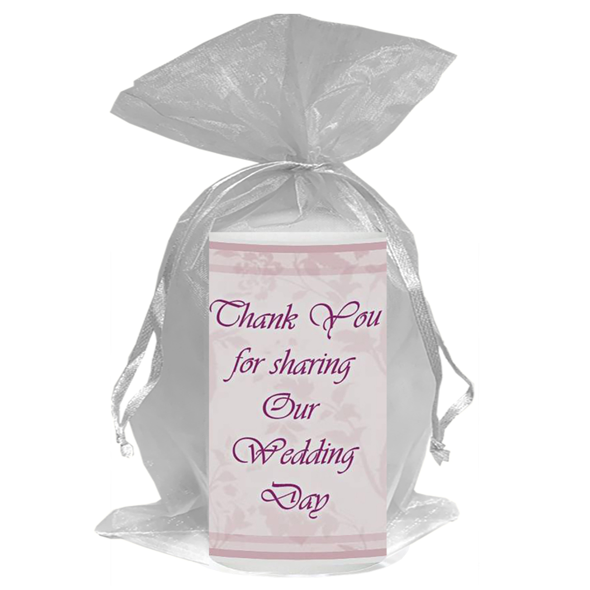 Personalised Wedding Candles - Flower Pink