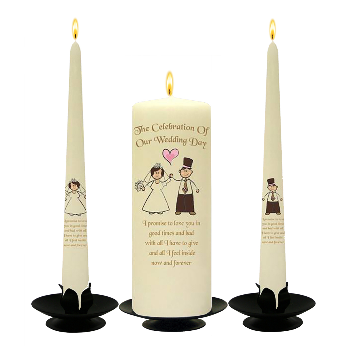 Personalised Wedding Candles - Happy Ever After Gold