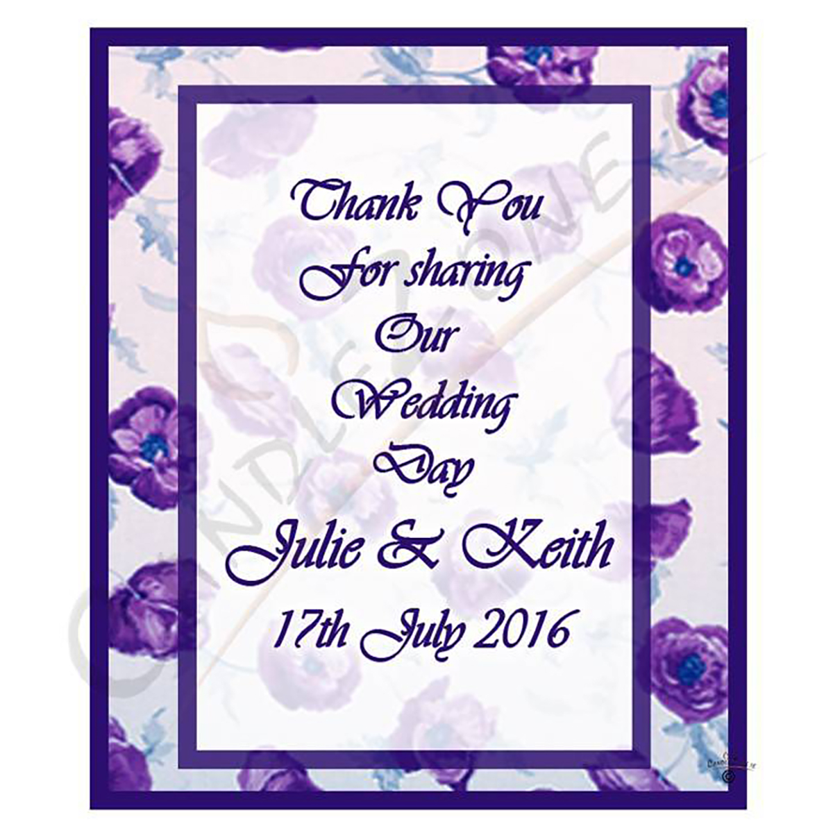 Personalised Wedding Candles - Flower Purple