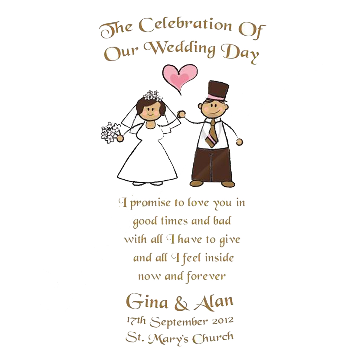 Personalised Wedding Candles - Happy Ever After Gold