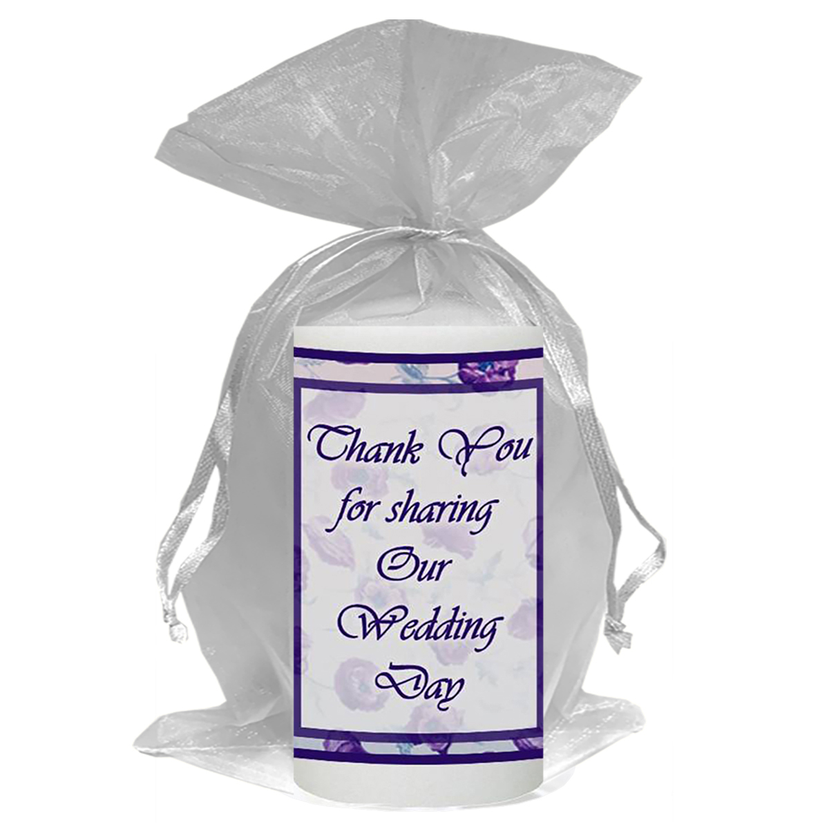 Personalised Thank you Wedding Favour - Flower Purple