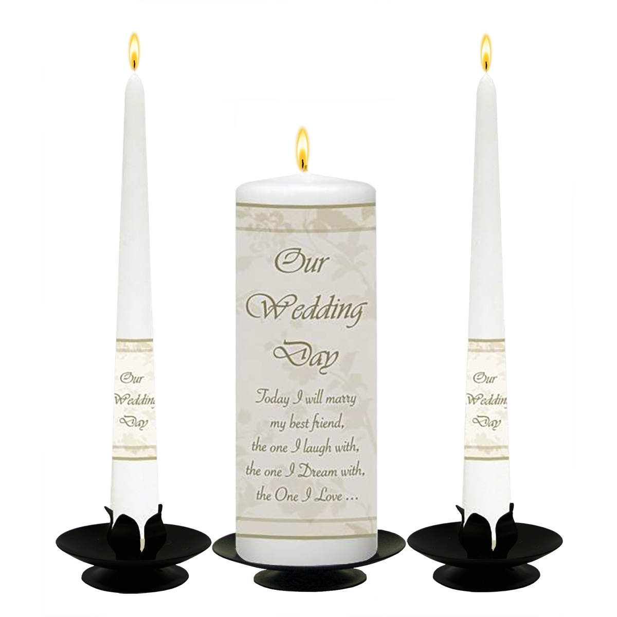 Personalised Wedding Candles - Flower Cream