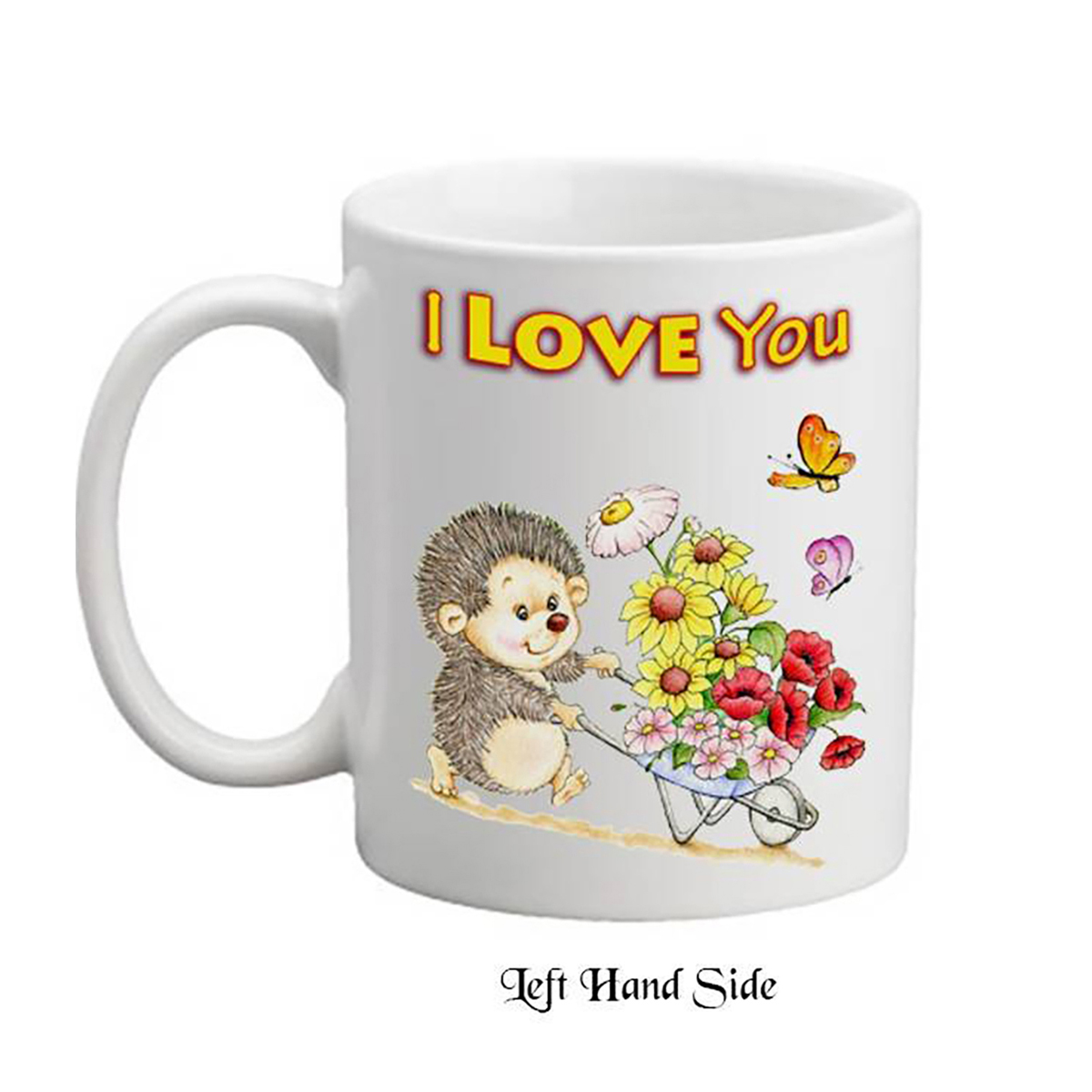 Personalised Mug Gift - Hedgehog with Flowers