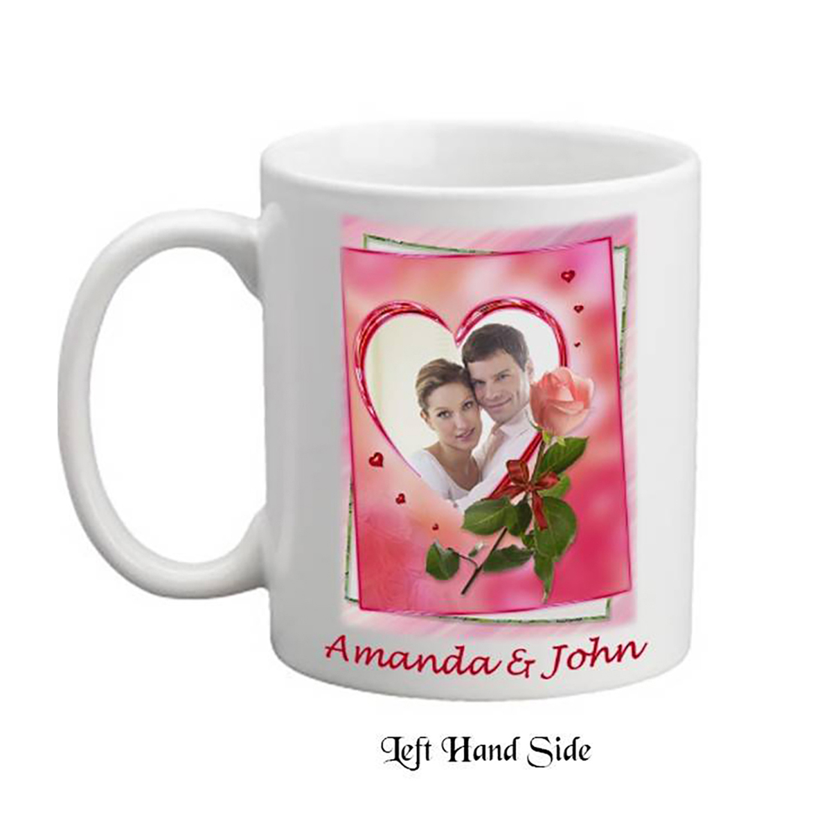 Personalised Valentines Mug Gift - Rose Heart with Photo