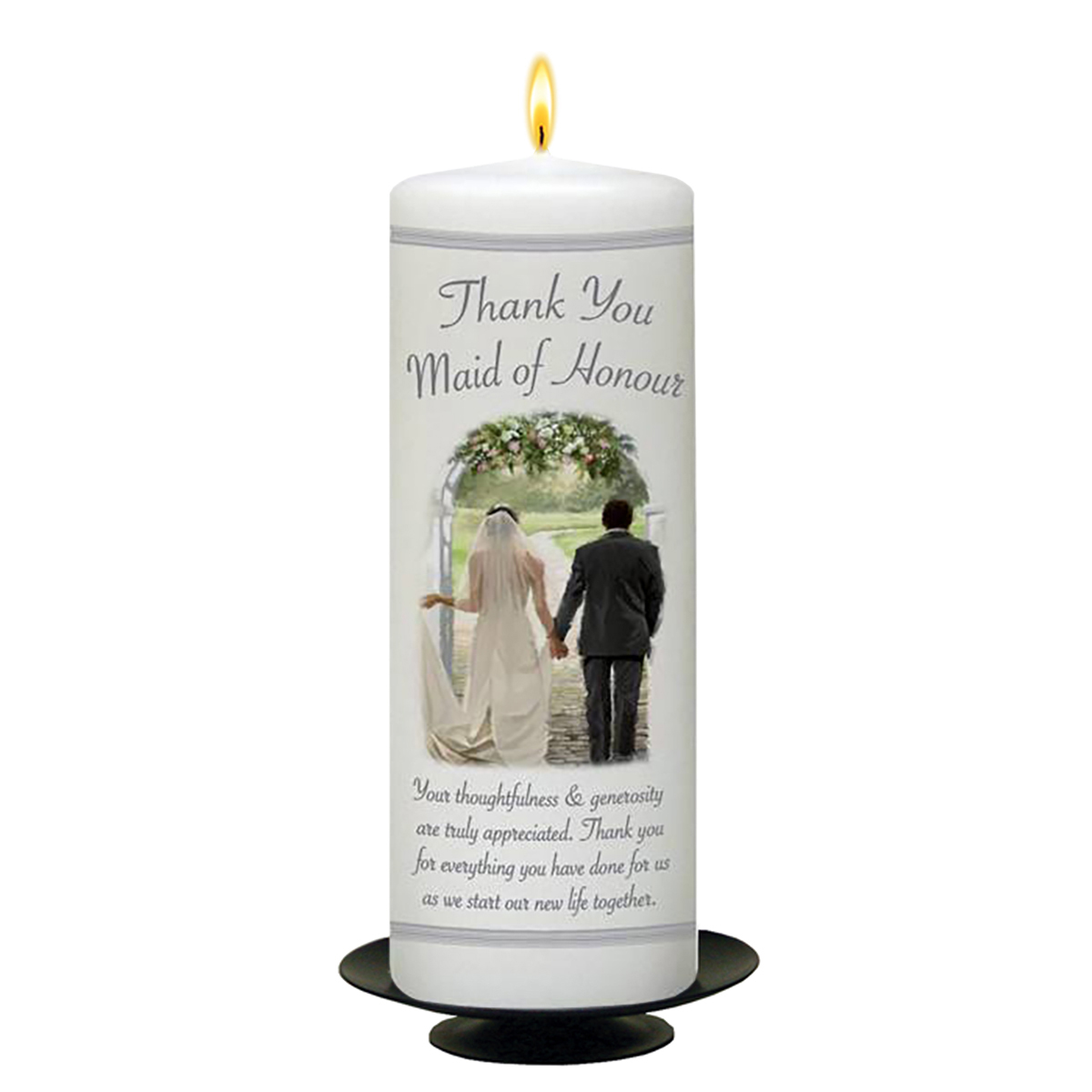 Personalised Wedding Thank you Candle Gift - Together Forever - Maid of Honor