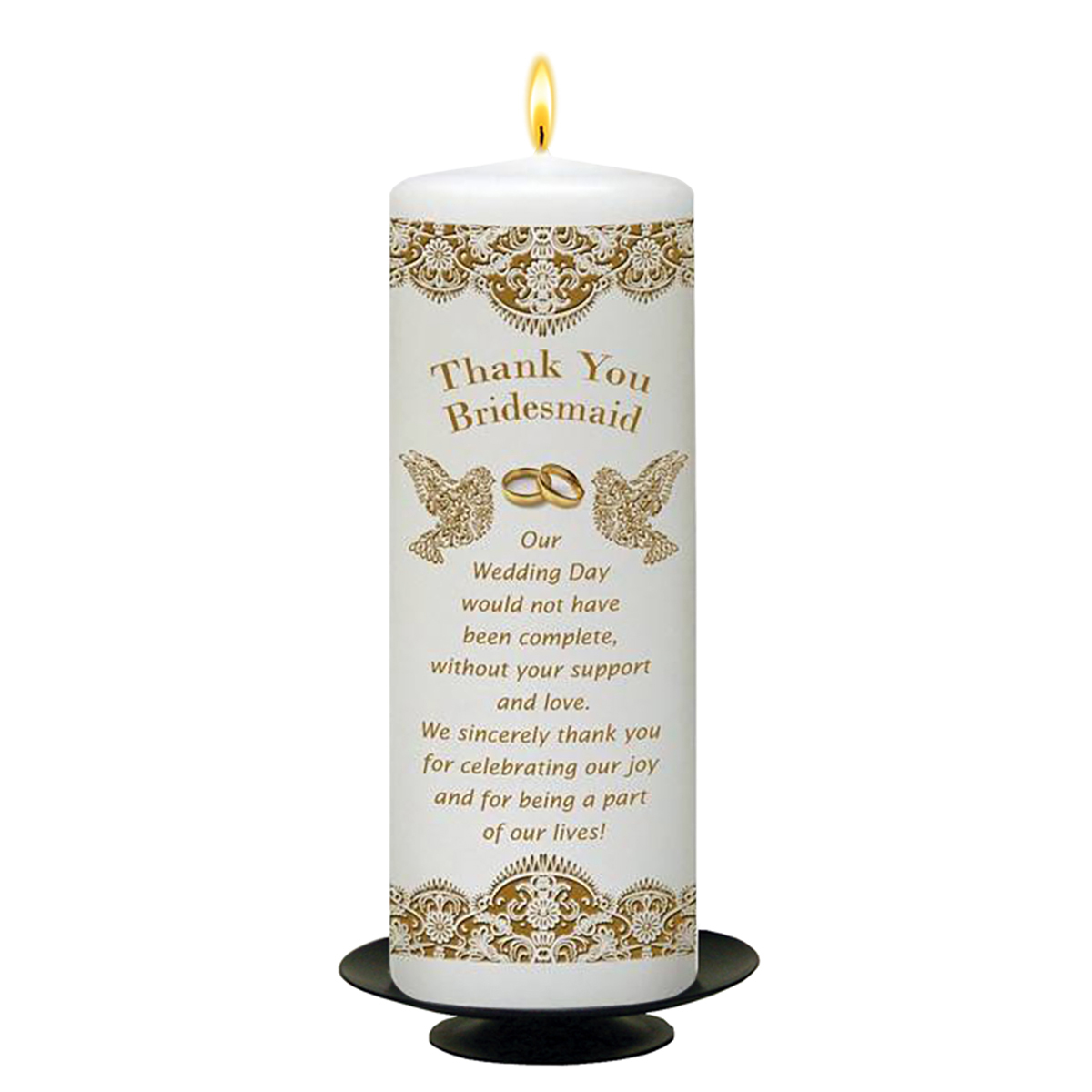 Personalised Wedding Thank you Candle Gift - Doves - Bridesmaid
