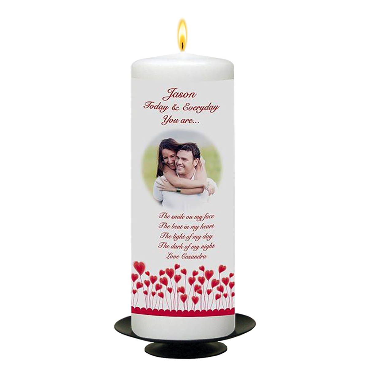 Personalised Valentines Candle Gift - Teddy Heart with Photo