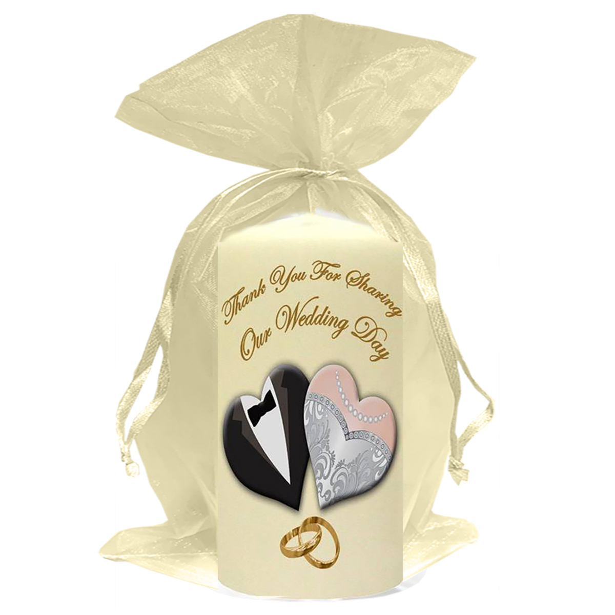 Personalised Wedding Candles - Tux & Gown Gold