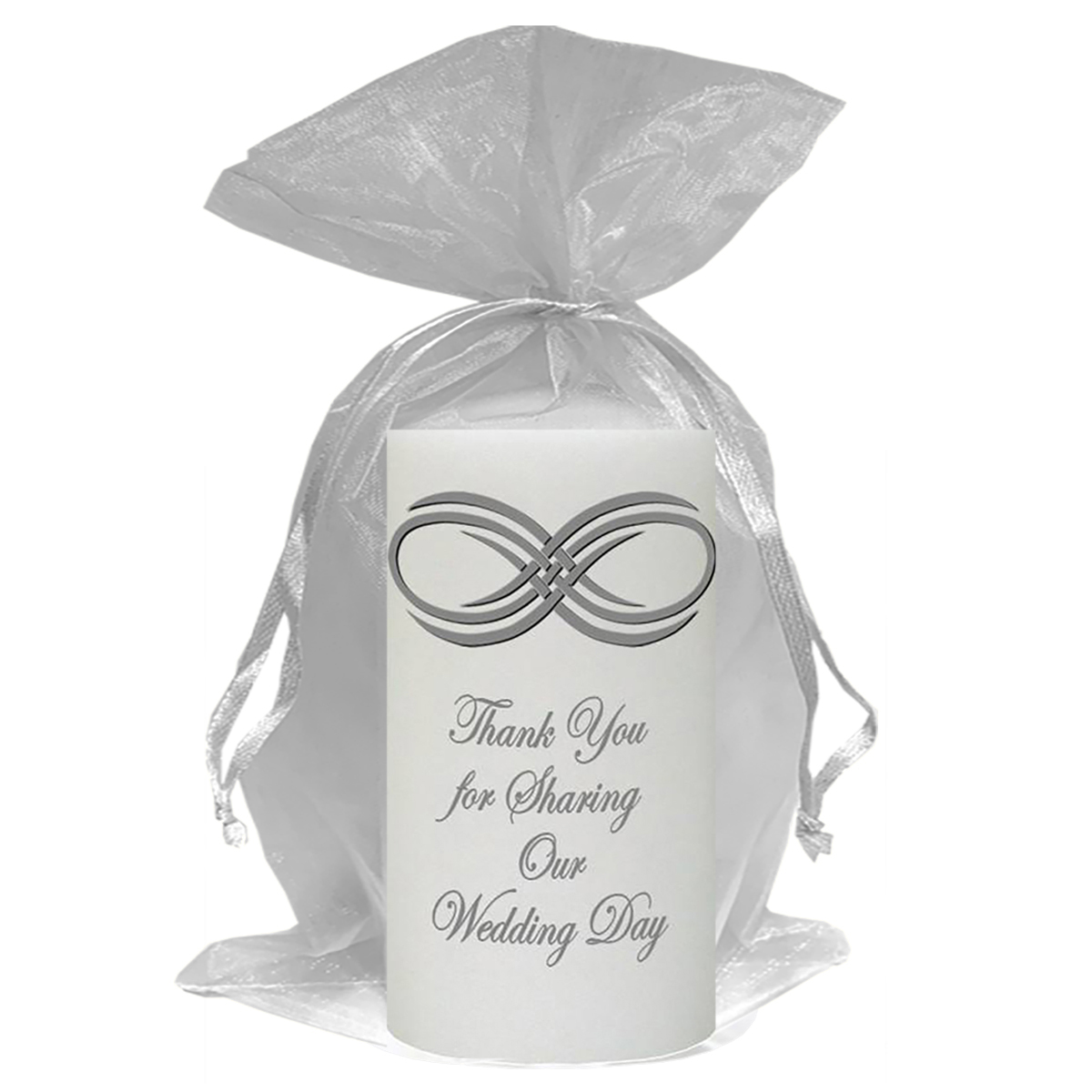 Personalised Wedding Candles - Infinity Knot Silver