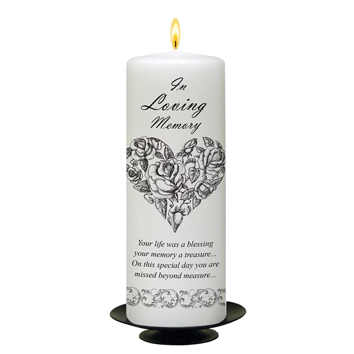 Personalised Wedding Remembrance Candle - Rose Heart Silver