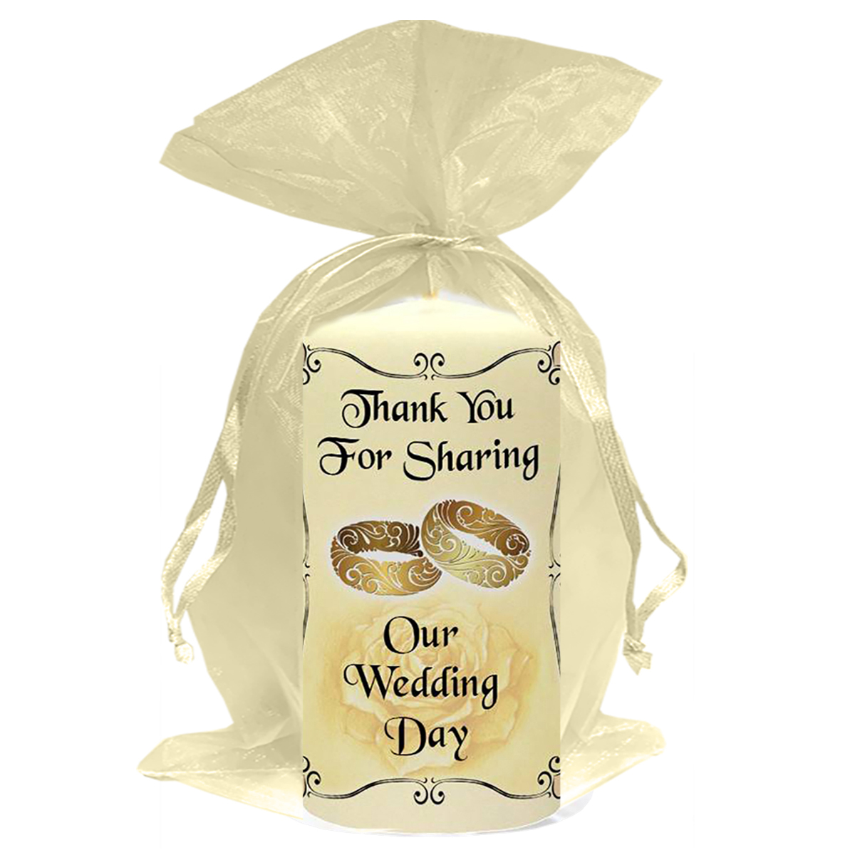 Personalised Thank you Wedding Favour - Hearts & Gold Rings