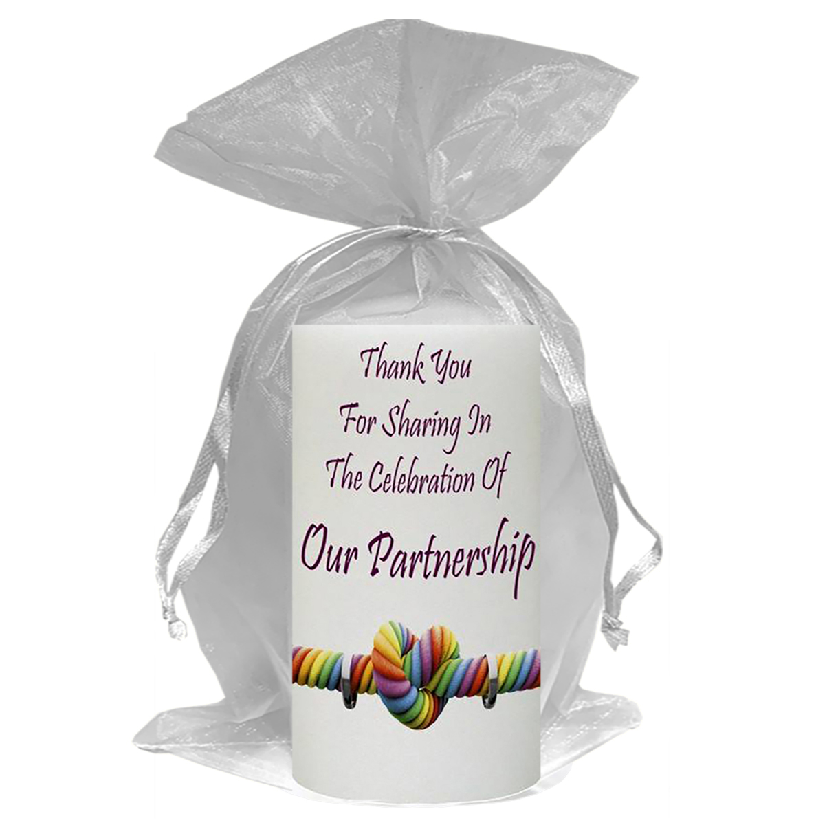 Personalised Thank you Wedding Favour - Rainbow Heart & Rings Black Civil Partnership
