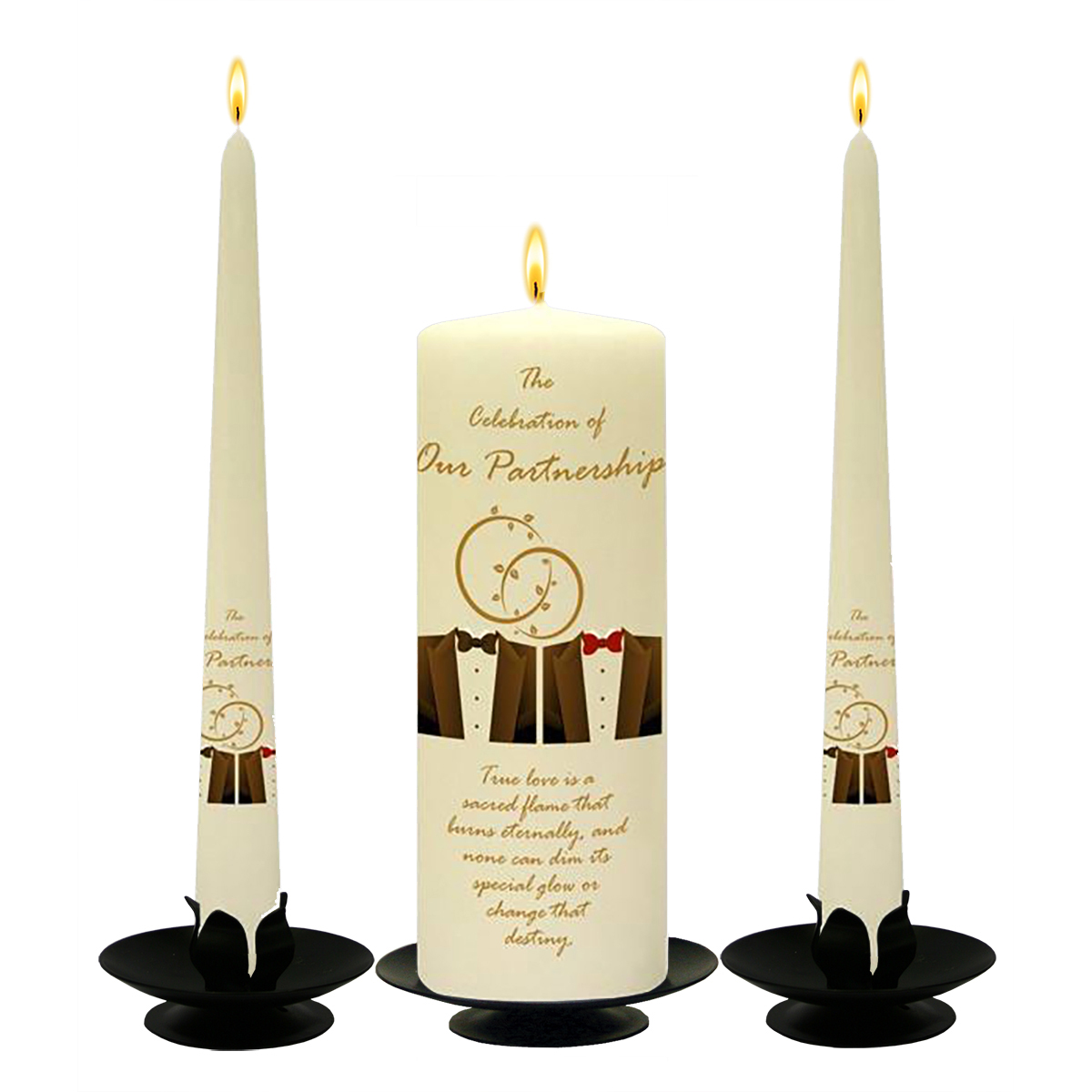 Personalised Wedding Candles - Mr & Mr Tux Gold