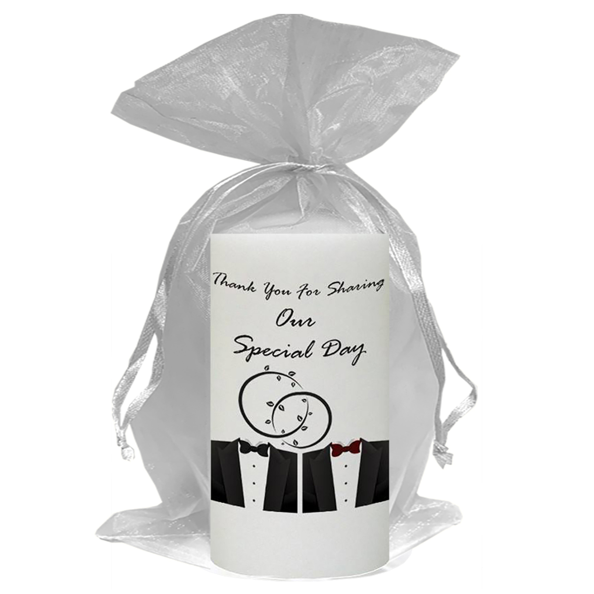 Personalised Wedding Candles - Mr & Mr Tux Silver