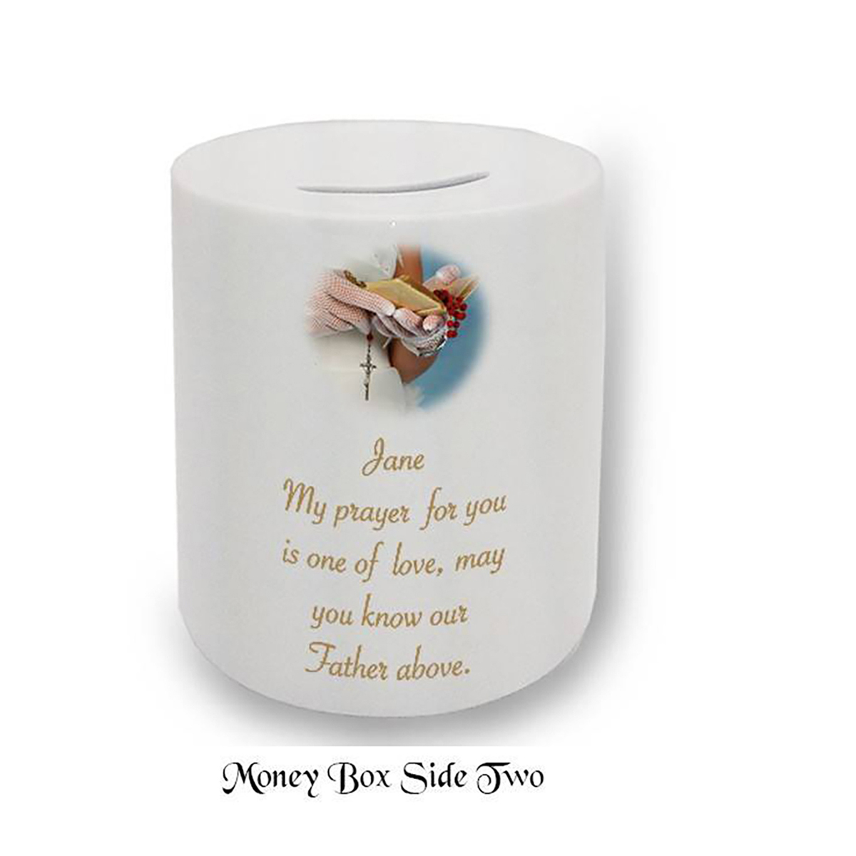 Personalised Money Box Gift - 1st Holy Communion Photo Girl