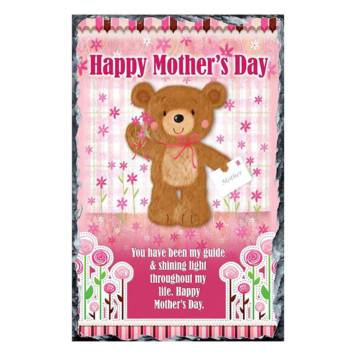 Personalised Mothers Day Slate Gift - Cute Ted & Letter