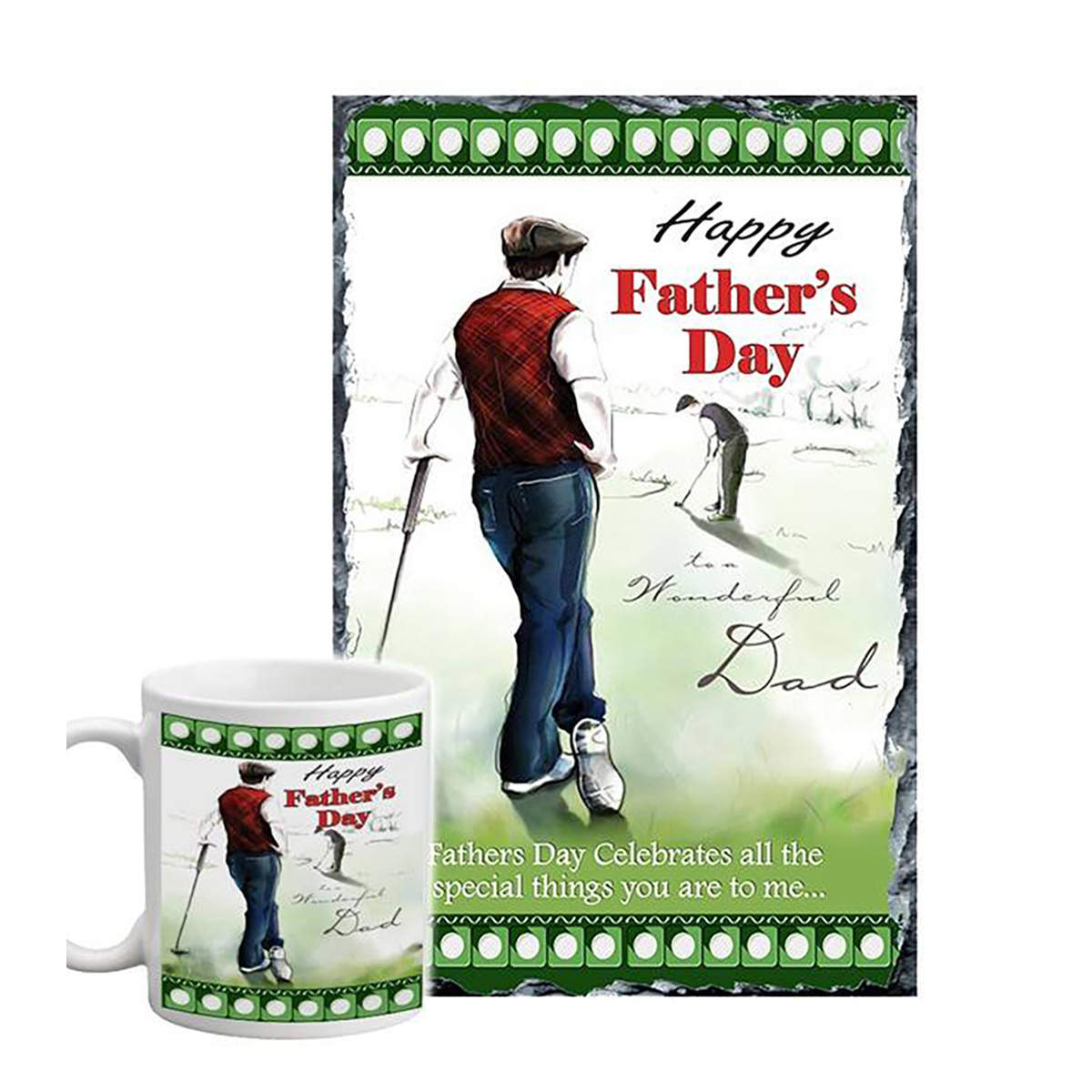 Personalised Slate & Mug Gift - Golfing Dad Mug & Slate Gifts