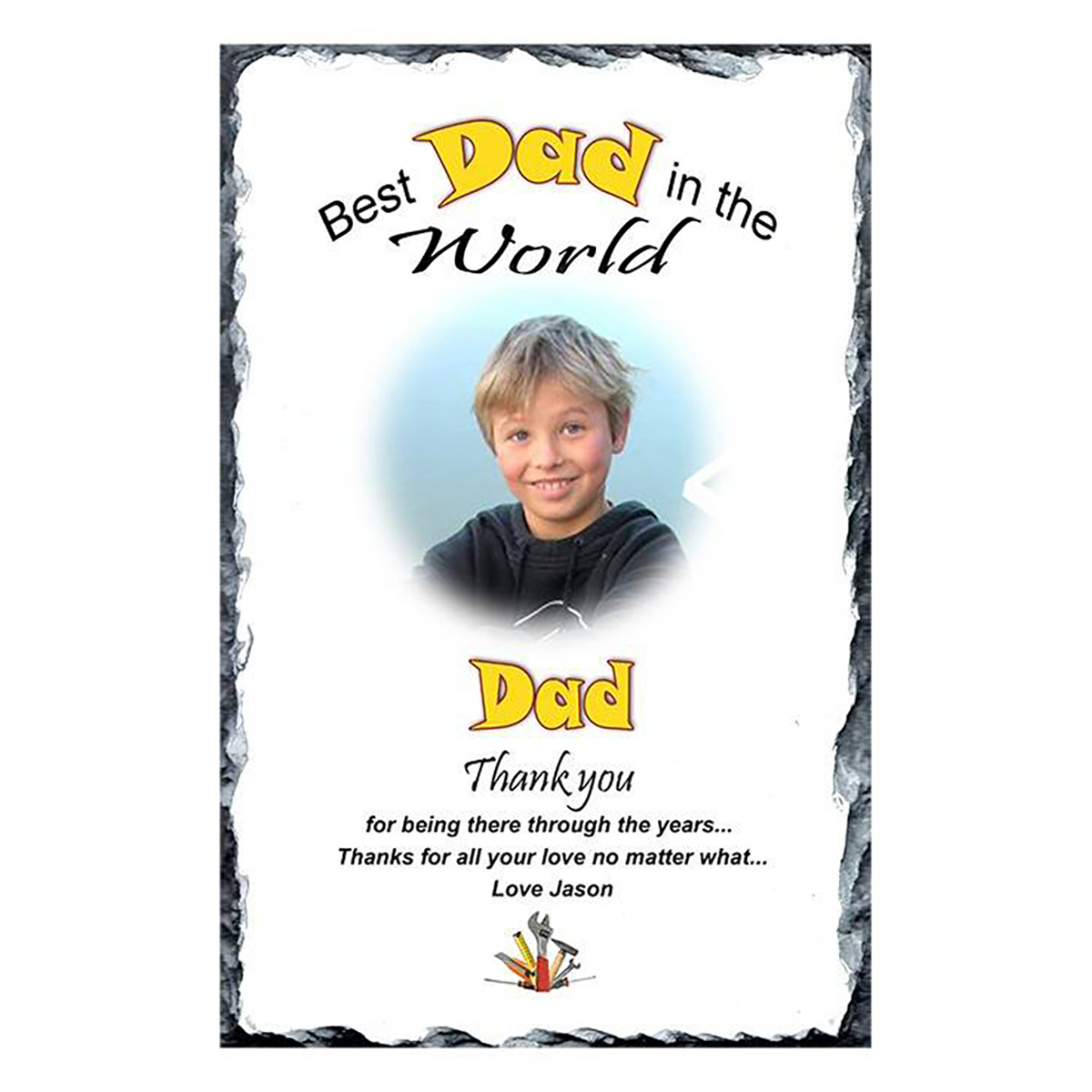Personalised Slate & Mug Gift - Dads Tools with Photo